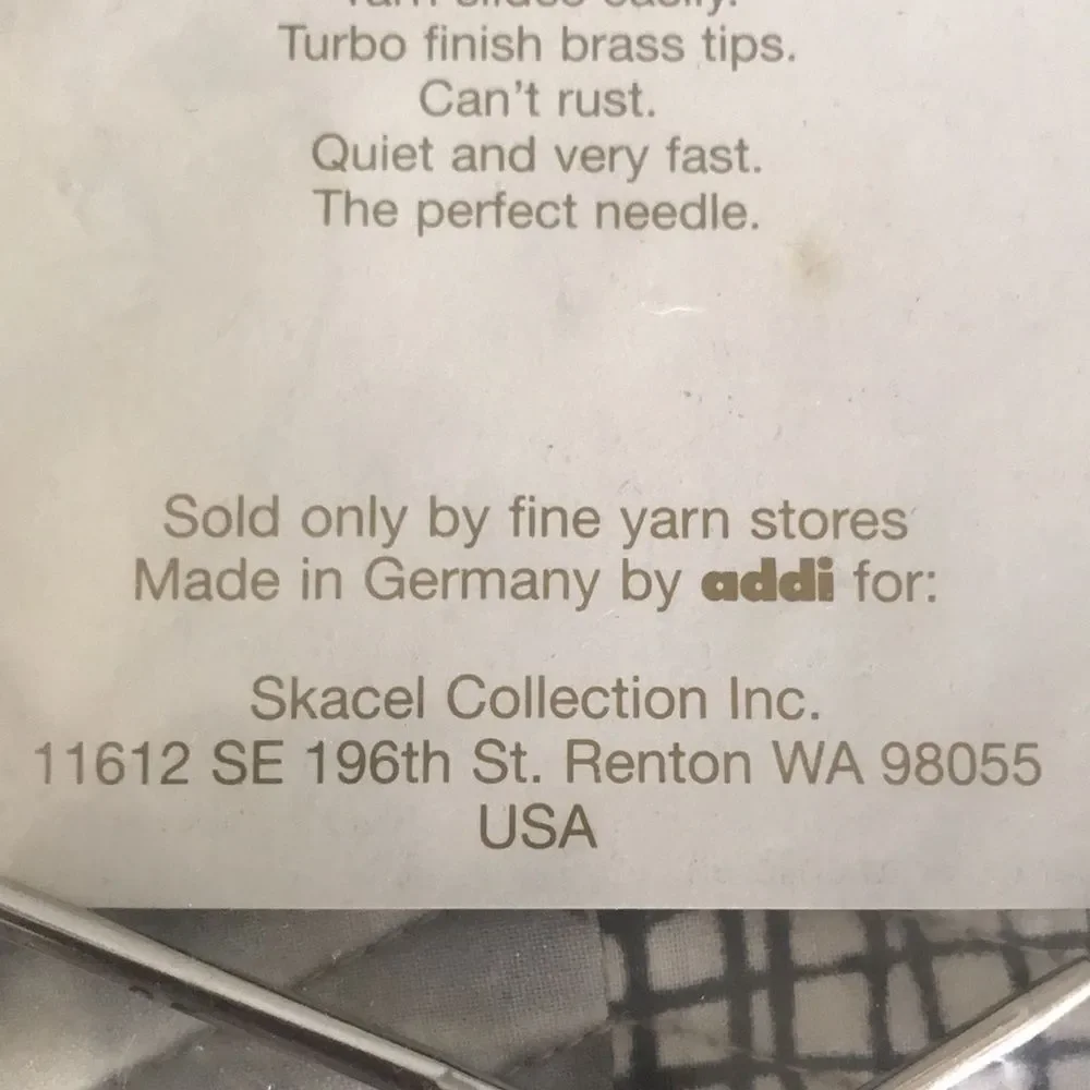 Skacel Addi Turbo Circular Knitting Needles US 4 12”